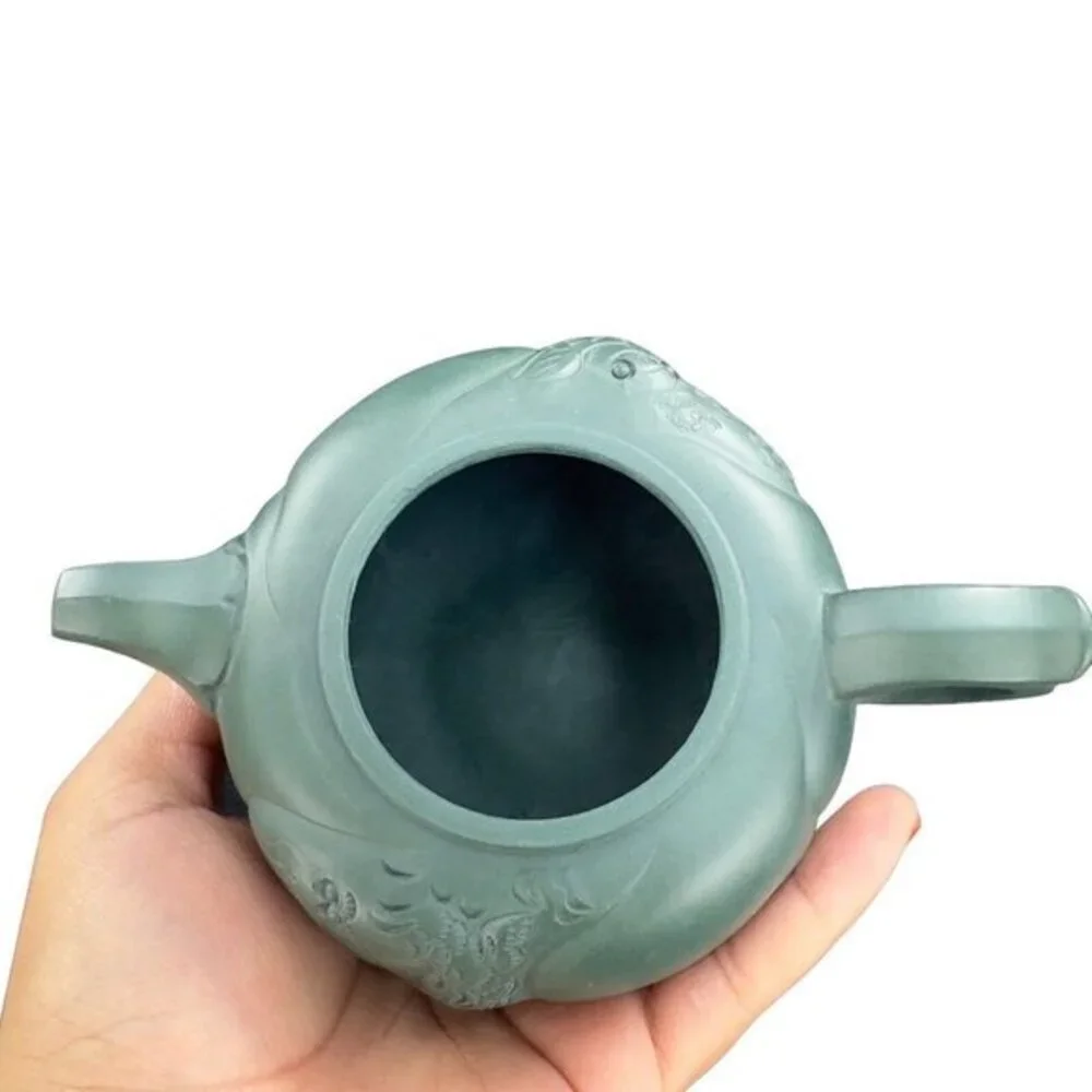 Chinese Yixing‎ Zisha Green Clay Teapot Marked Pottery Dragon Serpent Tongue Out